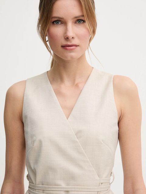 Sandro Ferrone kamizelka kolor beżowy niezapinana S23XBEBAFATA