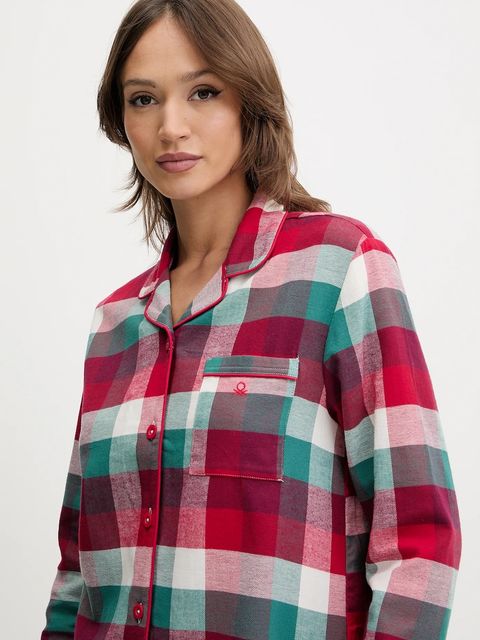 United Colors of Benetton piżama bawełniana damska kolor bordowy bawełniana 40EP3P00W