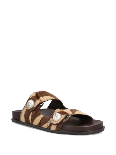 Jimmy Choo zebra-print button-detail sandals - Brown