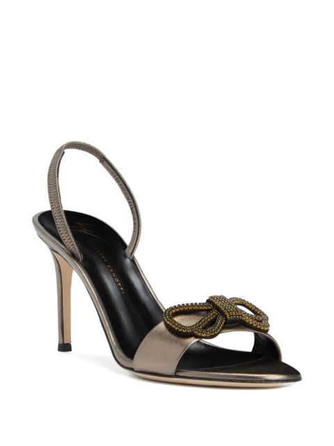 Giuseppe Zanotti Zari bow-embellished slingback sandals - Silver - zdjęcie produktu nr 2