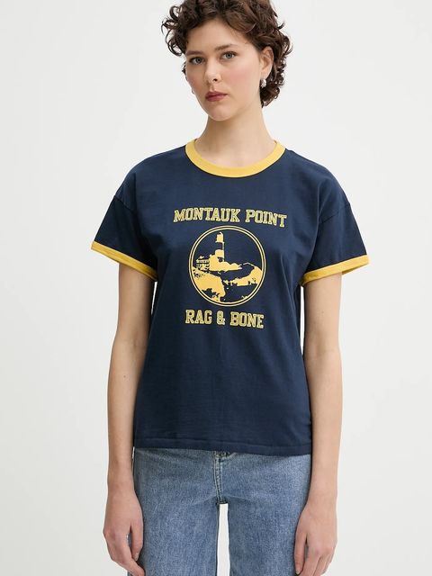 Rag & Bone t-shirt bawełniany damski kolor granatowy WCC25PT023MI24 - zdjęcie produktu nr 1