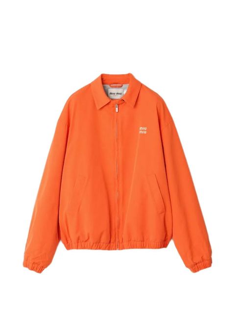 Miu Miu zip-up logo-detail bomber jacket - Orange - zdjęcie produktu nr 1