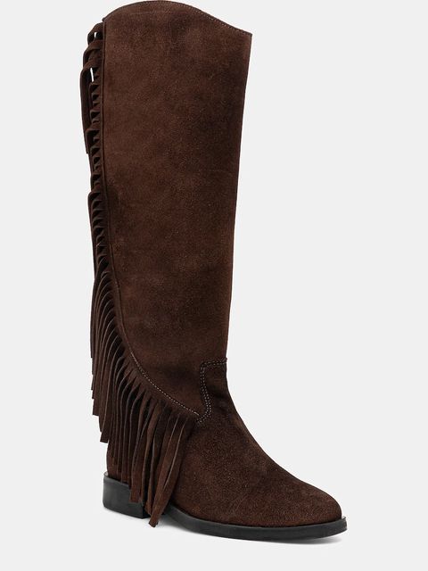 Steve Madden kozaki zamszowe Nigella damskie kolor brązowy na płaskim obcasie 11004914 - zdjęcie produktu nr 1