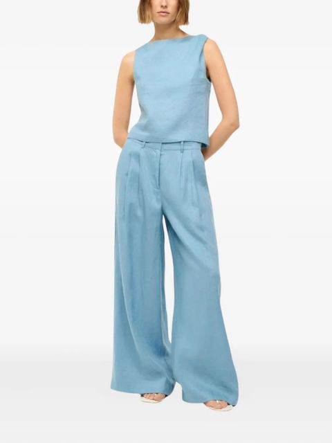 STAUD Boa boat-neck linen tank top - Blue - zdjęcie produktu nr 2