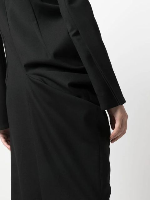 The Row gathered-detailing long-sleeved shift dress - Black