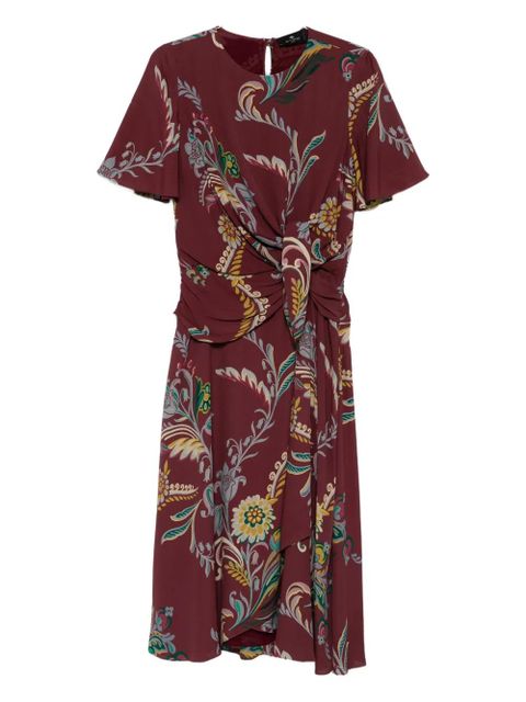ETRO floral-print knot-detail dress - Red