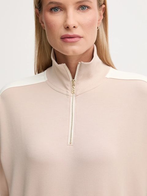 BOSS bluza lounge damska kolor beżowy gładka 50550718
