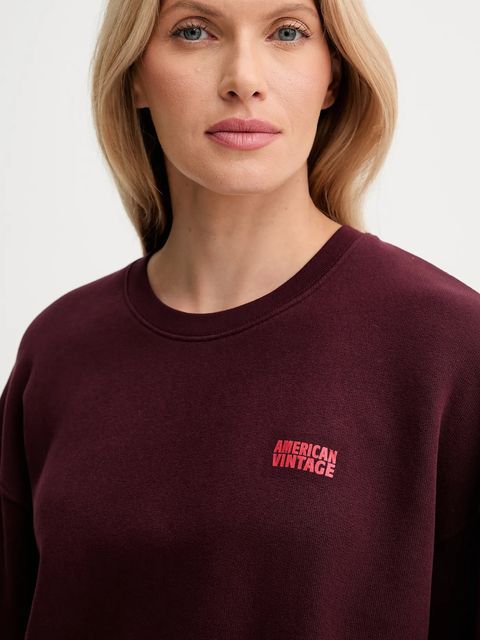 American Vintage bluza damska kolor bordowy z nadrukiem IZU03A