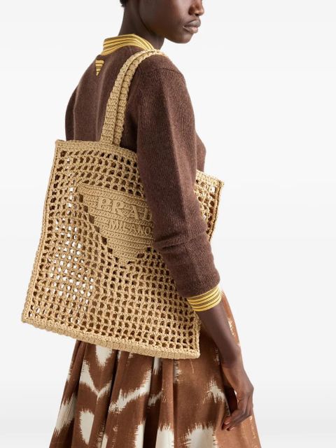 Prada crochet tote bag - Neutrals