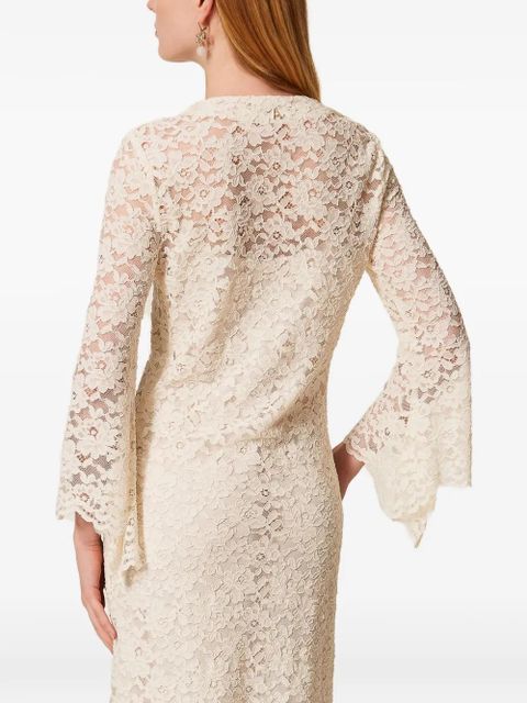 TWINSET laced flared midi dress - Neutrals