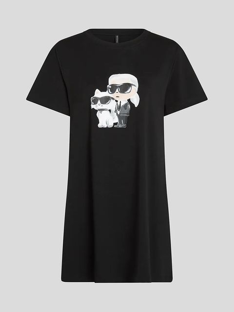 Karl Lagerfeld koszula nocna bawełniana IKON damska kolor czarny bawełniana A3W45007