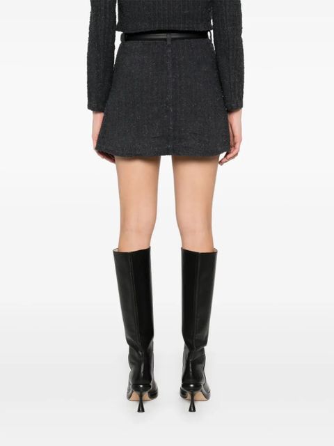 Self-Portrait textured denim mini skirt - Grey