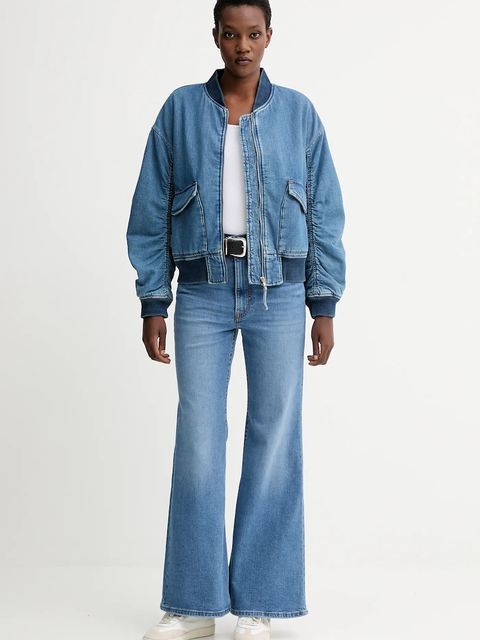 Levi's kurtka bomber jeansowa kolor niebieski zimowa oversize A7262.0009