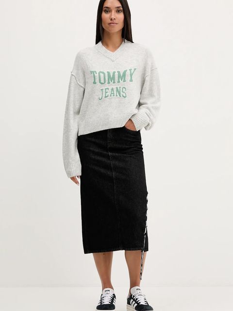 Karl Lagerfeld Jeans spódnica jeansowa kolor czarny midi prosta A4W12002