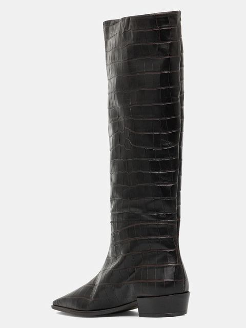 Copenhagen kozaki skórzane damskie kolor brązowy na płaskim obcasie CPH295 croco leather - zdjęcie produktu nr 2