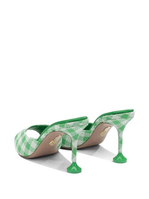 Aquazzura check-pattern open-toe mules - Green