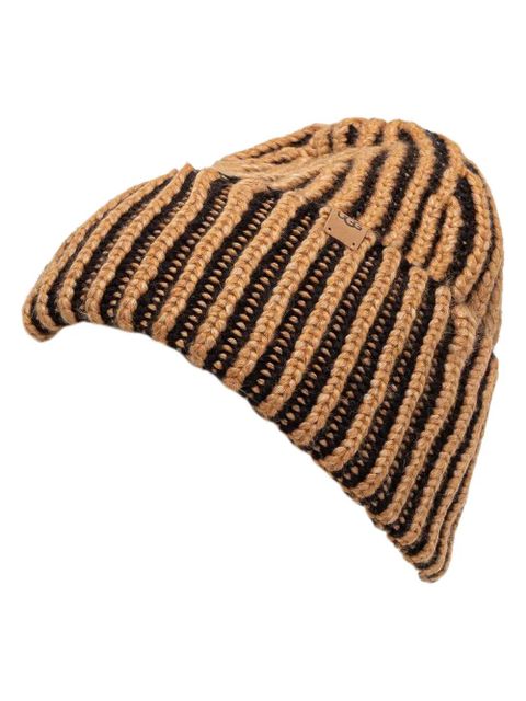 UGG logo-patch striped beanie set - Neutrals