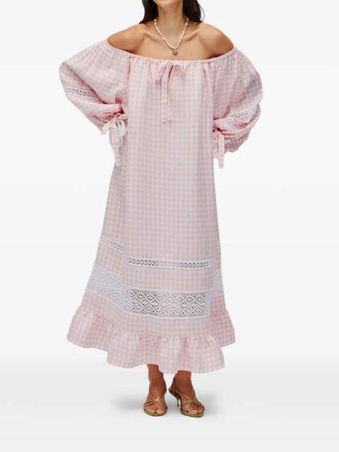 Sleeper Romantica gingham lace-detail maxi dress - Pink - zdjęcie produktu nr 2