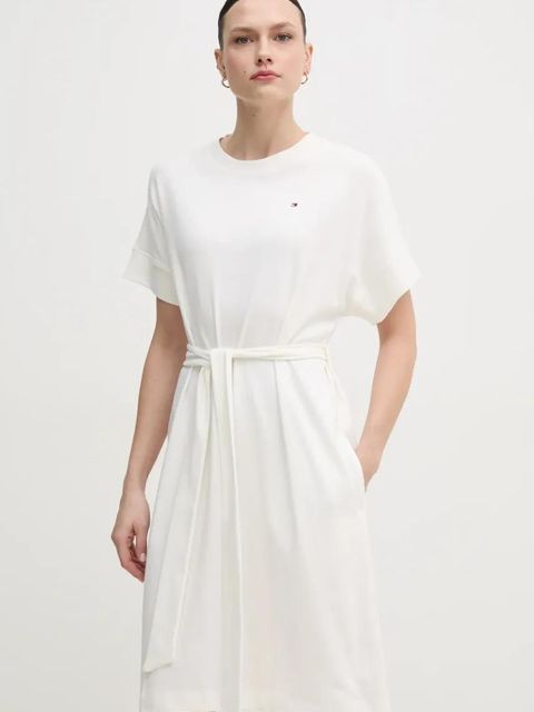 Tommy Hilfiger sukienka bawełniana kolor biały mini rozkloszowana WW0WW45520 - zdjęcie produktu nr 2