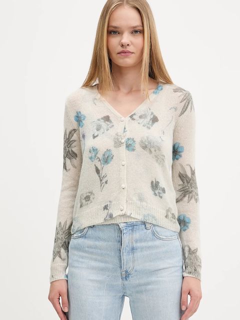 Desigual kardigan z domieszką wełny ESTOCOLMO damski kolor beżowy lekki 25WWJF14 - zdjęcie produktu nr 1