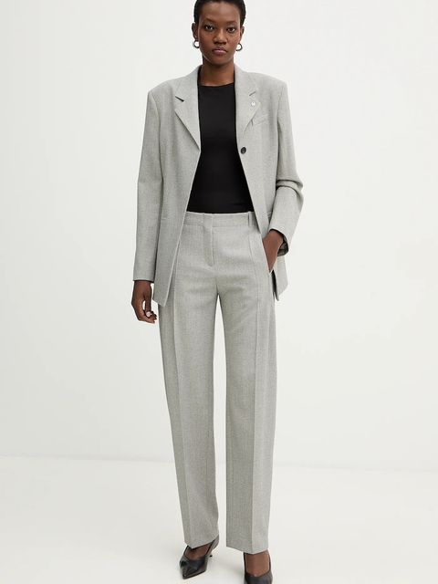 BOSS marynarka z dodatkiem wełny Jakara kolor szary jednorzędowa gładka 50554946 - zdjęcie produktu nr 2