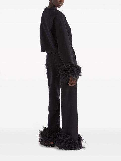 Prada feather-trim fleece track pants - Black - zdjęcie produktu nr 2