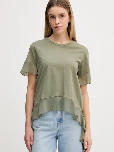 Sisley t-shirt bawełniany damski kolor zielony 3WHCL107U - zdjęcie produktu nr 1