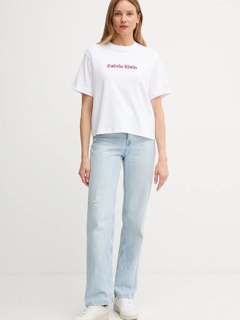 Calvin Klein Jeans t-shirt bawełniany damski kolor biały LV047D205G