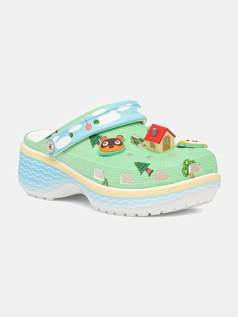 Crocs klapki Animal Crossing Platform Clog damskie kolor zielony na platformie 210101 - zdjęcie produktu nr 1