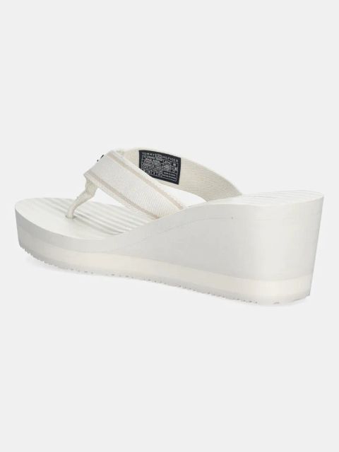 Tommy Hilfiger japonki TH STRIPES WEDGE BEACH SANDAL damskie kolor beżowy na koturnie FW0FW08521