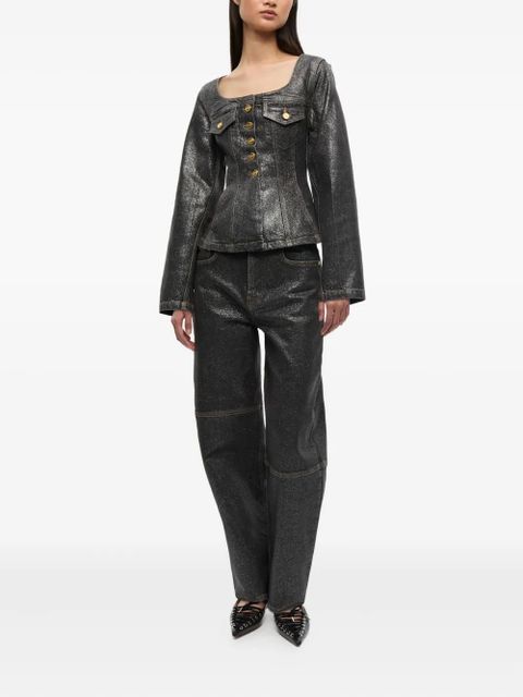 GANNI square-neck denim jacket - Black