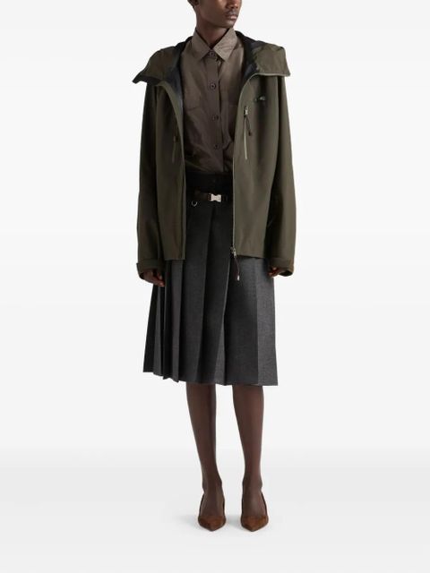 Prada hooded logo-label coat - Green