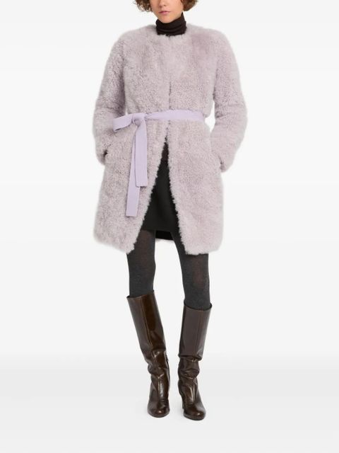 Yves Salomon belted-waist coat - Purple - zdjęcie produktu nr 2