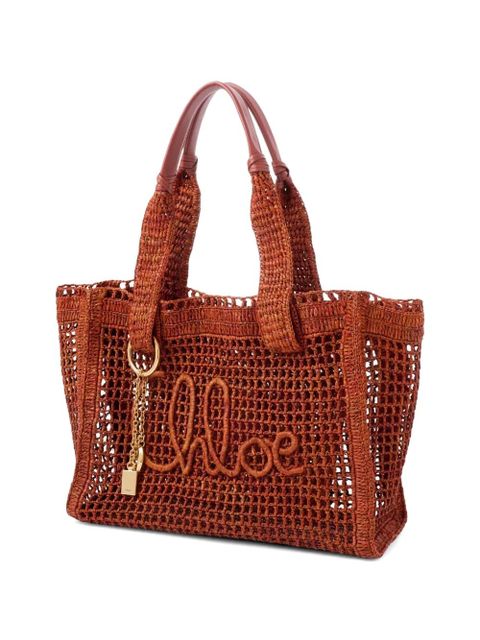 Chloé Summer Banana raffia east-west tote bag - Brown