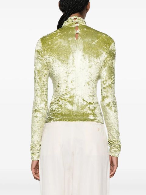 Nanushka Iride twist-detailing velvet top - Green - zdjęcie produktu nr 2