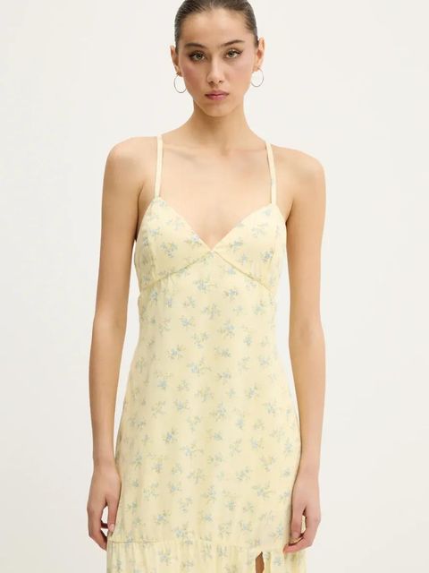 Hollister Co. sukienka kolor żółty maxi prosta KI359-5080