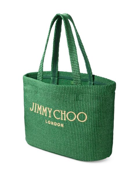 Jimmy Choo logo-embroidered tote bag - Green
