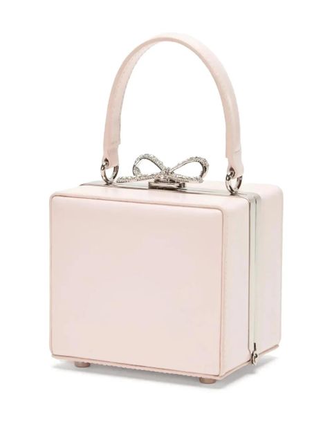 Self-Portrait crystal bow-embellishment tote bag - Pink