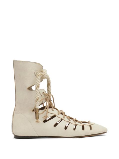 ISABEL MARANT Liade lace-up leather boots - Neutrals - zdjęcie produktu nr 1