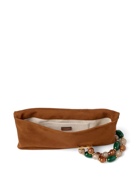 Jimmy Choo Zandra bead-embellished clutch bag - Brown