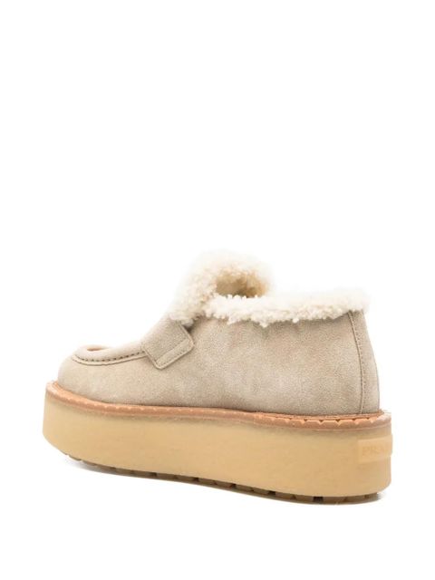 Prada shearling loafers - Neutrals