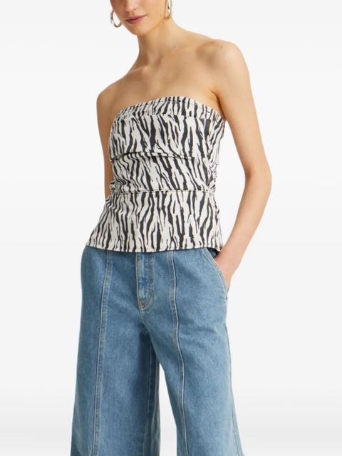 ROTATE BIRGER CHRISTENSEN zebra-print strapless top - White