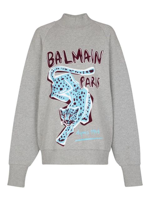Balmain cheetah-print turtleneck sweatshirt - Grey - zdjęcie produktu nr 1