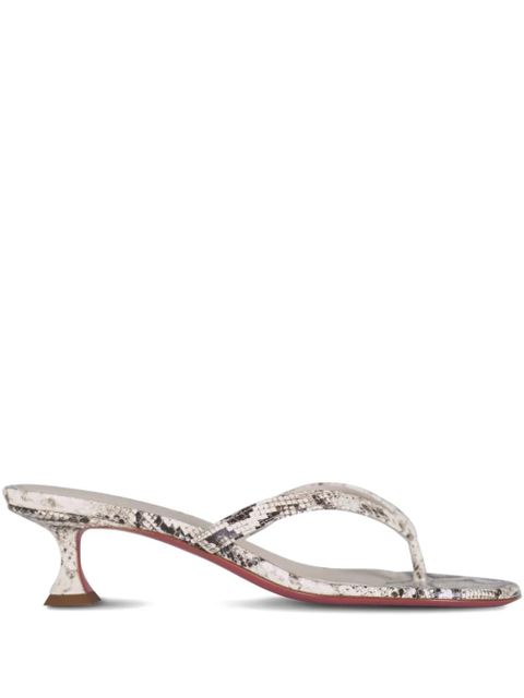 Amina Muaddi 45mm Juliette snakeskin-print sandals - Grey - zdjęcie produktu nr 1