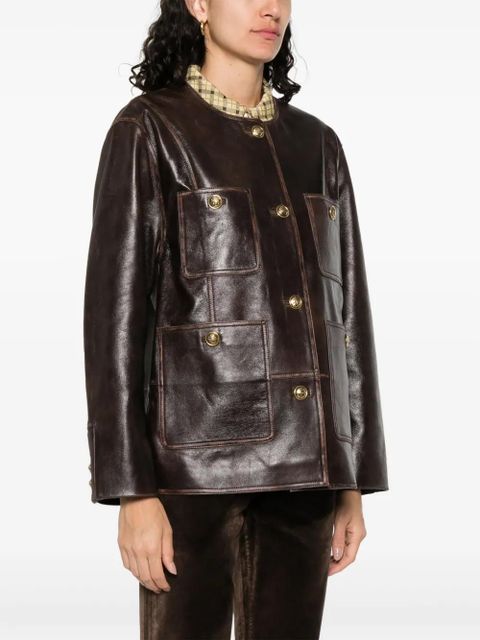 SANDRO leather jacket - Brown - zdjęcie produktu nr 2