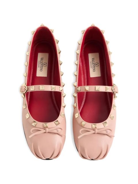 Valentino Garavani Mary-Jane Rockstud ballerina in nappa 05mm - Pink
