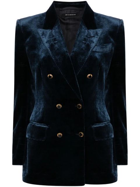 TOM FORD velvet double-breasted blazer - Blue - zdjęcie produktu nr 1