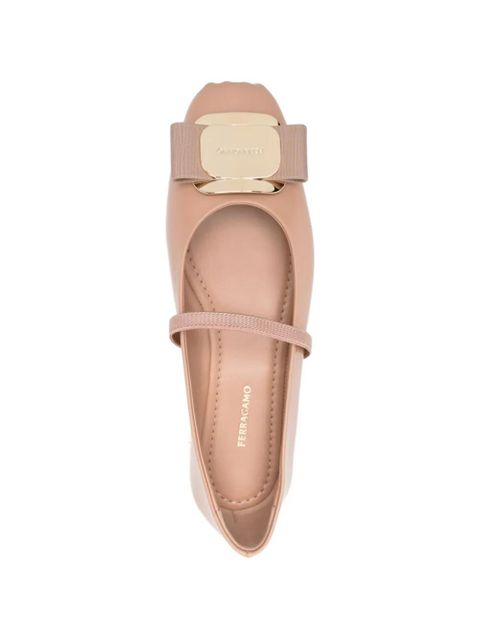 Ferragamo Vara leather ballet flats - Brown