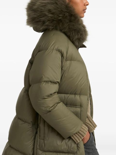 Yves Salomon shearling-trimmed down coat - Green