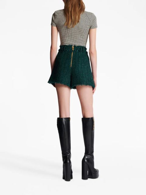 Balmain button-detail tweed shorts - Green - zdjęcie produktu nr 2